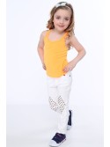 Girls\' trousers with flat studs, white NDZ310 - Online store - Boutique